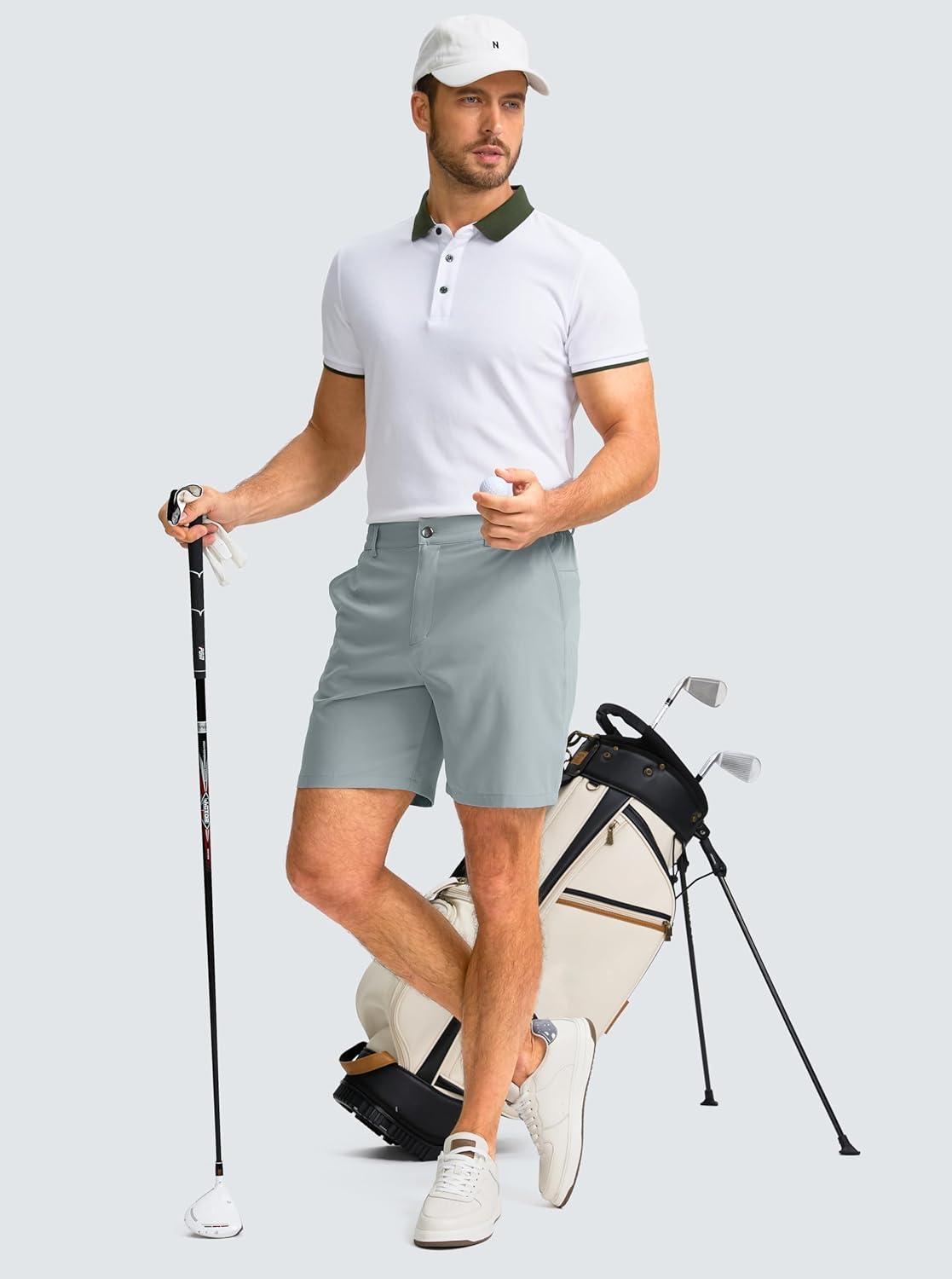 imageG Gradual Mens Casual Shorts 7 Lightweight Golf Shorts for Men Stretch with 3 Pockets Quick Dry Breathable Work ShortsLight Grey