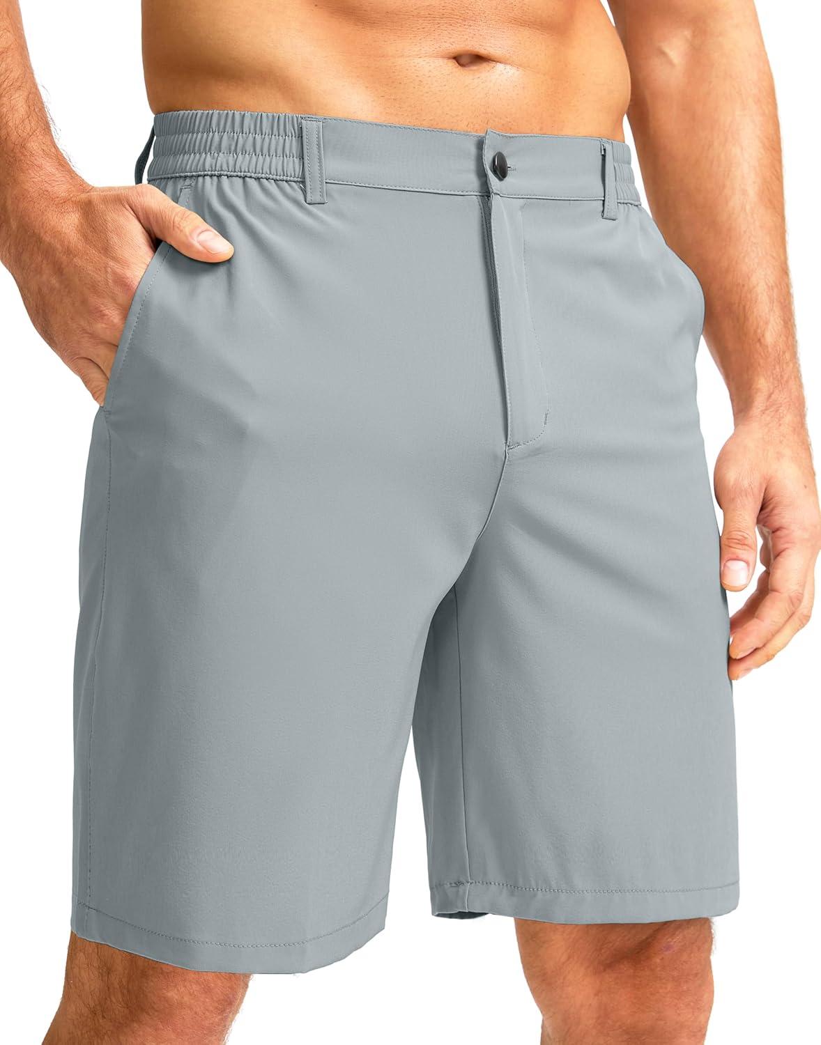 imageG Gradual Mens Casual Shorts 7 Lightweight Golf Shorts for Men Stretch with 3 Pockets Quick Dry Breathable Work ShortsLight Grey