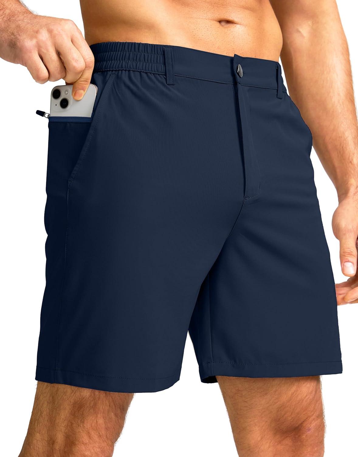 imageG Gradual Mens Casual Shorts 7 Lightweight Golf Shorts for Men Stretch with 3 Pockets Quick Dry Breathable Work ShortsNavy