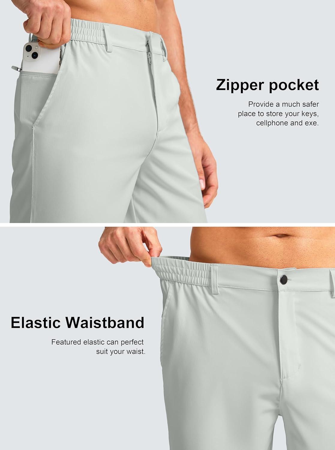 imageG Gradual Mens Casual Shorts 7 Lightweight Golf Shorts for Men Stretch with 3 Pockets Quick Dry Breathable Work ShortsPale