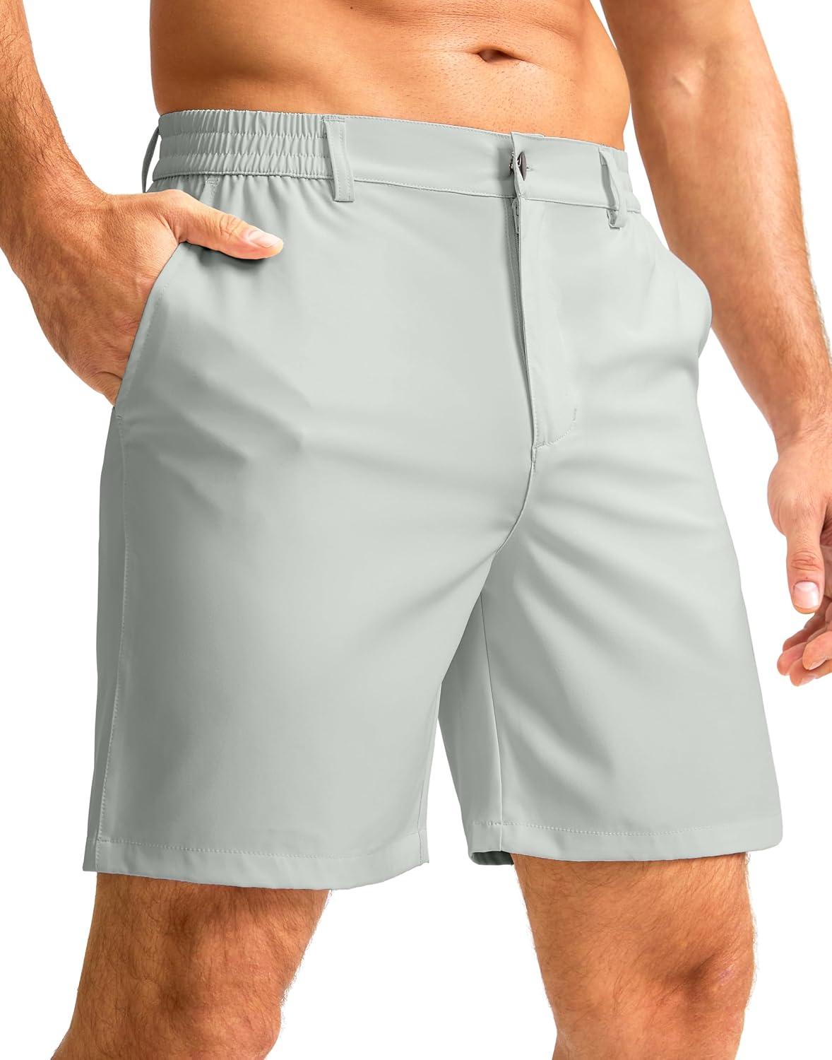 imageG Gradual Mens Casual Shorts 7 Lightweight Golf Shorts for Men Stretch with 3 Pockets Quick Dry Breathable Work ShortsPale