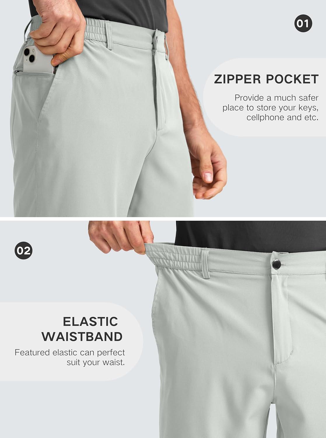 imageG Gradual Mens Casual Shorts 7 Lightweight Golf Shorts for Men Stretch with 3 Pockets Quick Dry Breathable Work ShortsPale