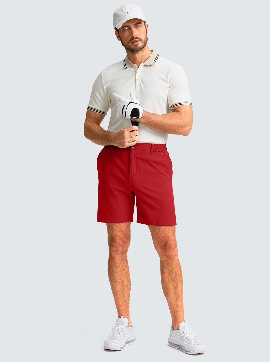 imageG Gradual Mens Casual Shorts 7 Lightweight Golf Shorts for Men Stretch with 3 Pockets Quick Dry Breathable Work ShortsRed