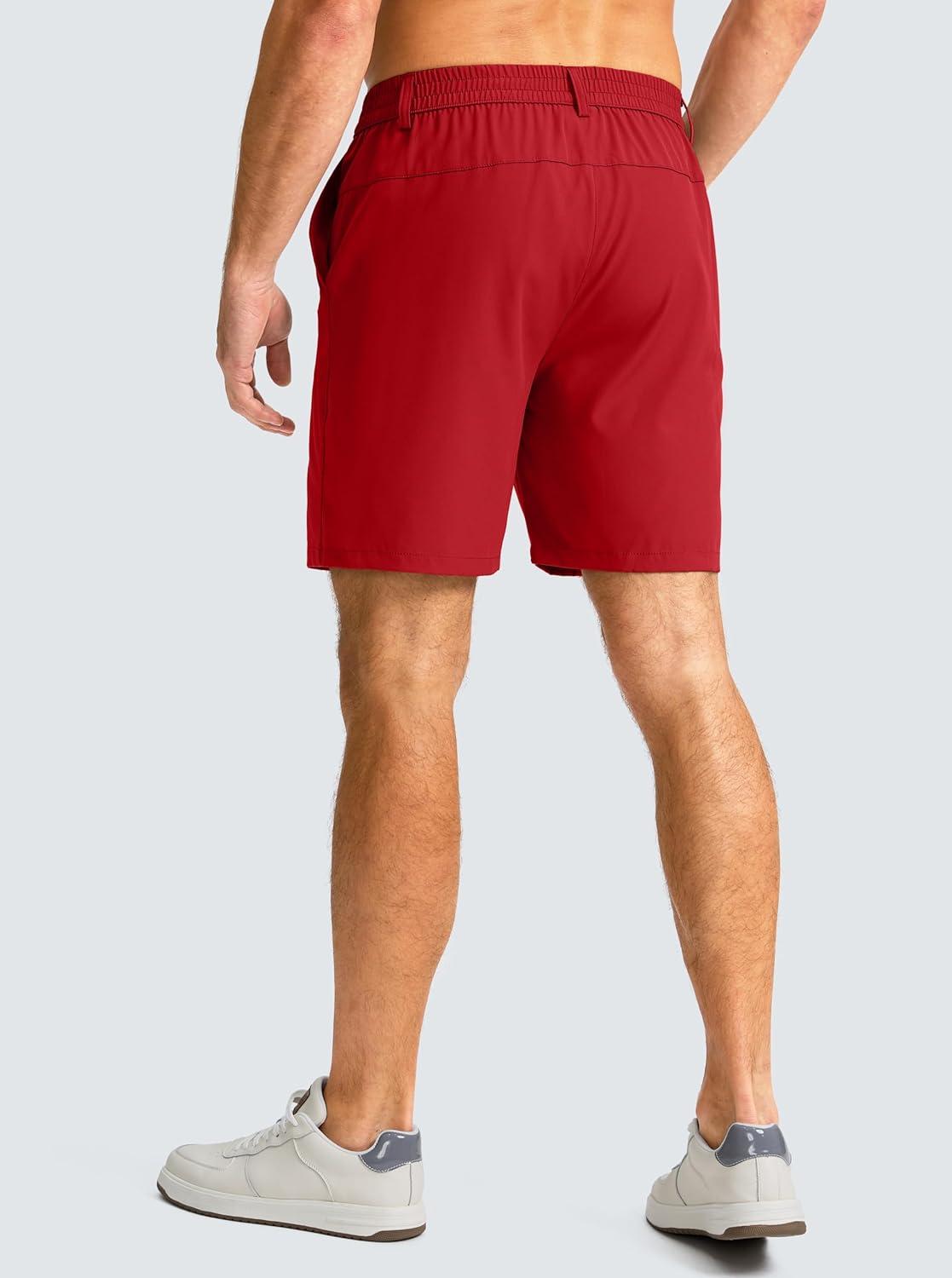 imageG Gradual Mens Casual Shorts 7 Lightweight Golf Shorts for Men Stretch with 3 Pockets Quick Dry Breathable Work ShortsRed