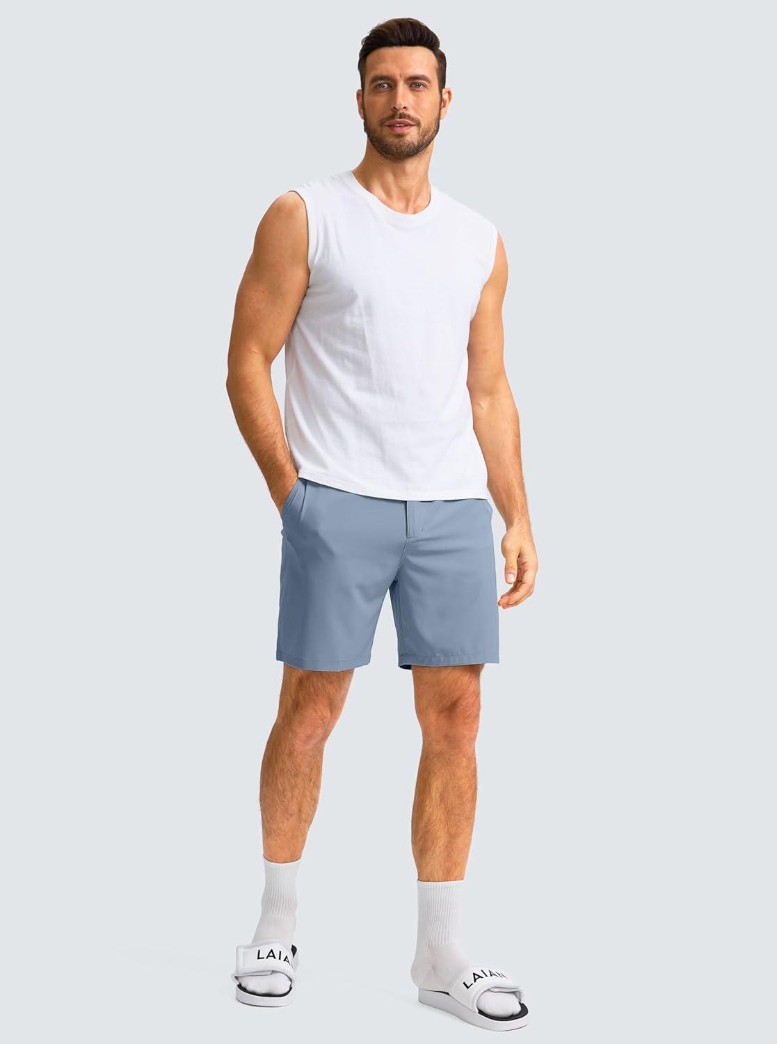 imageG Gradual Mens Casual Shorts 7 Lightweight Golf Shorts for Men Stretch with 3 Pockets Quick Dry Breathable Work ShortsStone Blue