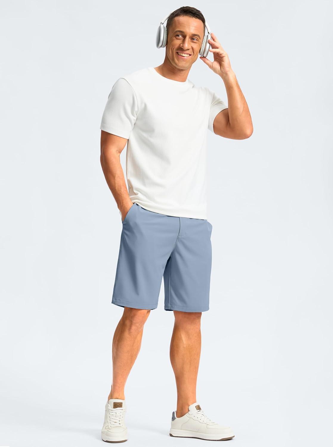 imageG Gradual Mens Casual Shorts 7 Lightweight Golf Shorts for Men Stretch with 3 Pockets Quick Dry Breathable Work ShortsStone Blue