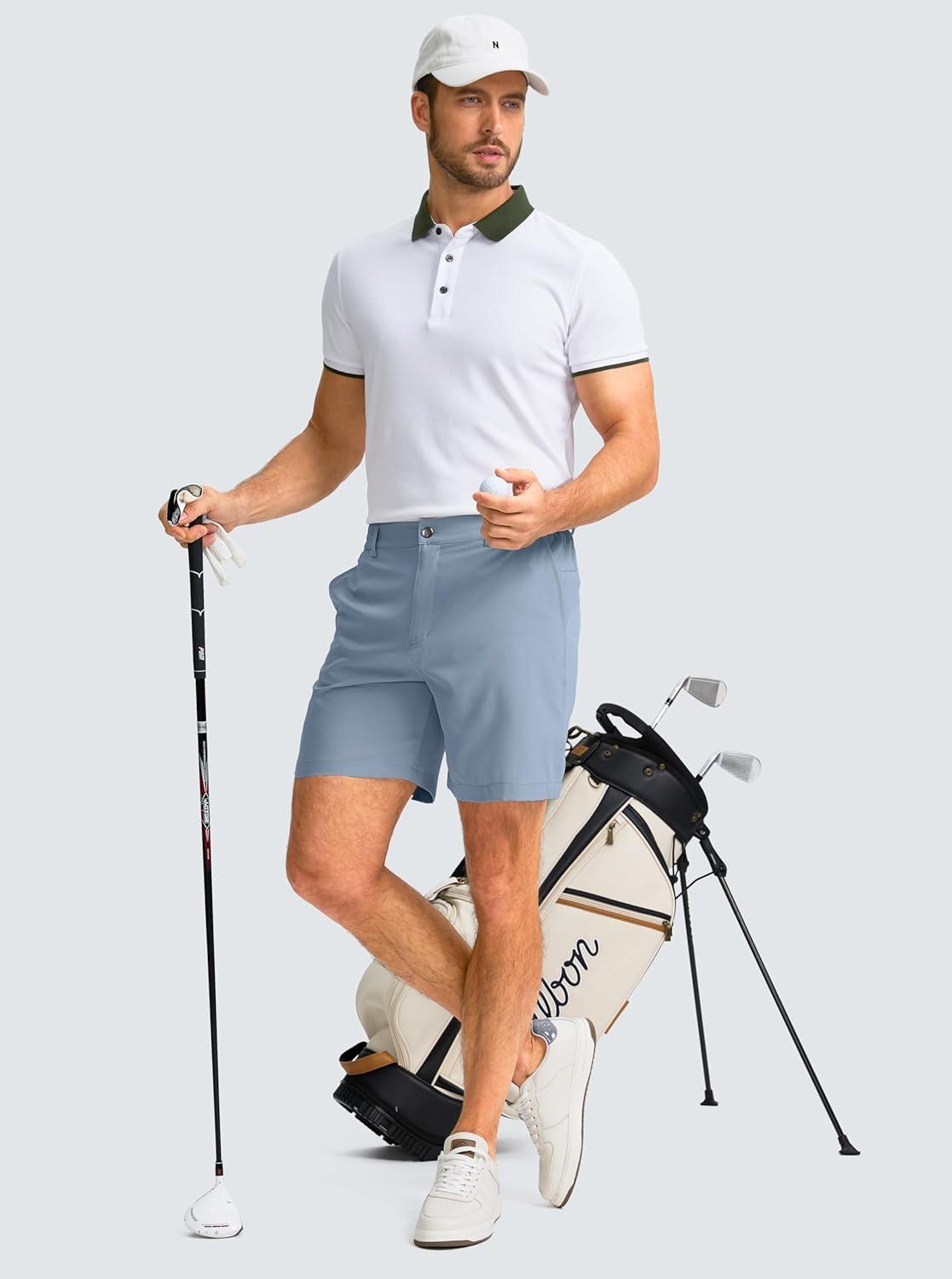 imageG Gradual Mens Casual Shorts 7 Lightweight Golf Shorts for Men Stretch with 3 Pockets Quick Dry Breathable Work ShortsStone Blue