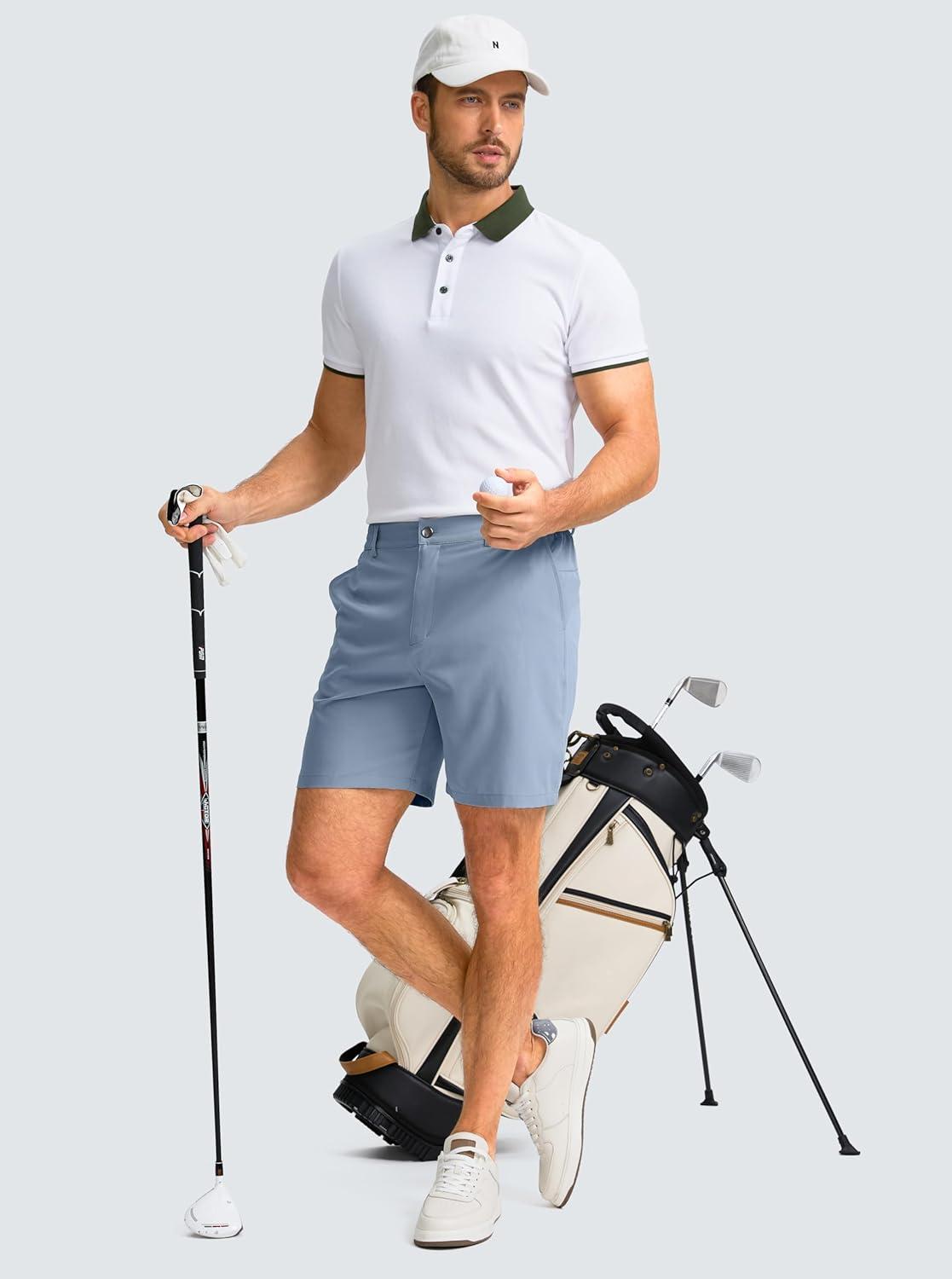 imageG Gradual Mens Casual Shorts 7 Lightweight Golf Shorts for Men Stretch with 3 Pockets Quick Dry Breathable Work ShortsStone Blue