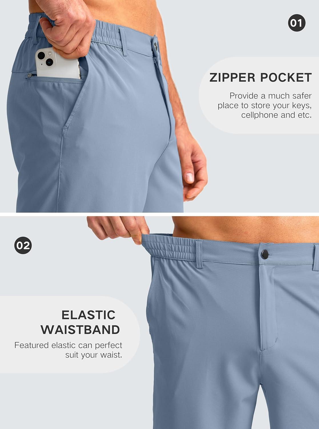 imageG Gradual Mens Casual Shorts 7 Lightweight Golf Shorts for Men Stretch with 3 Pockets Quick Dry Breathable Work ShortsStone Blue