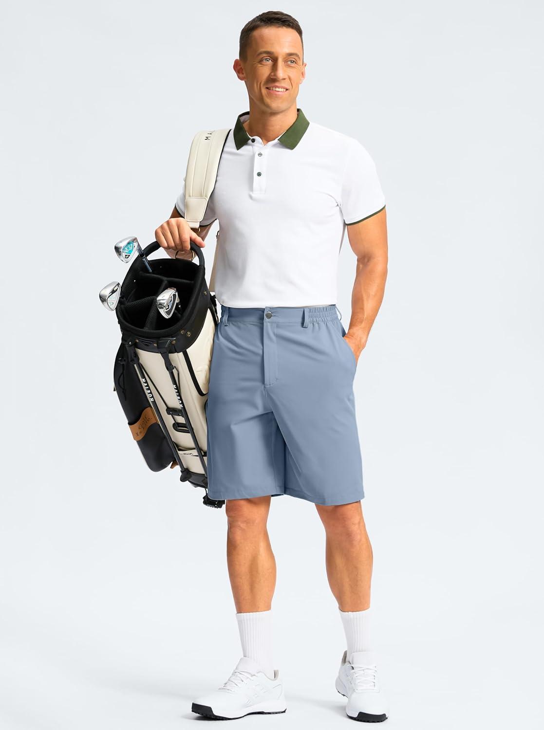 imageG Gradual Mens Casual Shorts 7 Lightweight Golf Shorts for Men Stretch with 3 Pockets Quick Dry Breathable Work ShortsStone Blue