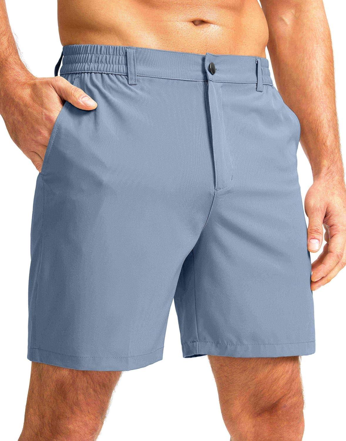 imageG Gradual Mens Casual Shorts 7 Lightweight Golf Shorts for Men Stretch with 3 Pockets Quick Dry Breathable Work ShortsStone Blue
