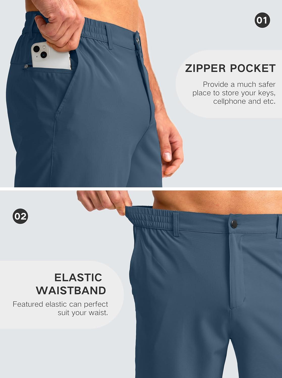 imageG Gradual Mens Casual Shorts 7 Lightweight Golf Shorts for Men Stretch with 3 Pockets Quick Dry Breathable Work ShortsTibetan Blue