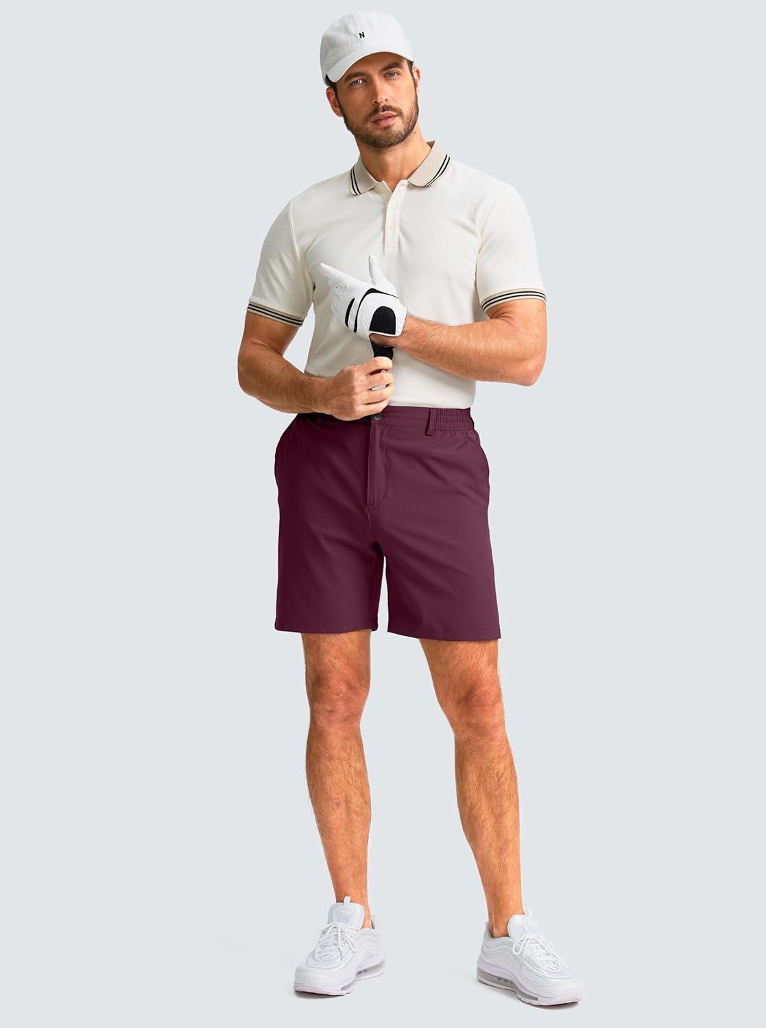 imageG Gradual Mens Casual Shorts 7 Lightweight Golf Shorts for Men Stretch with 3 Pockets Quick Dry Breathable Work ShortsWine