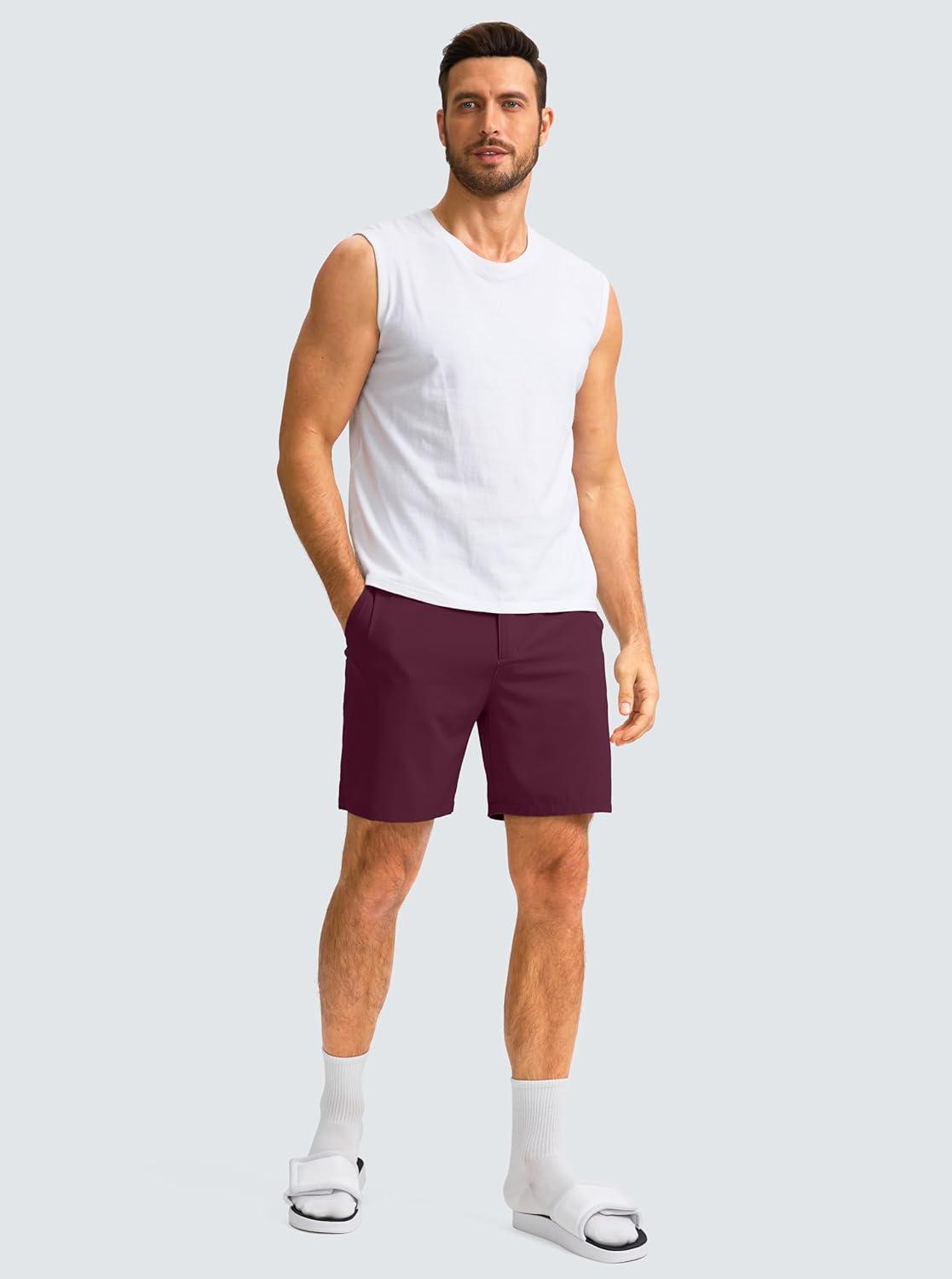 imageG Gradual Mens Casual Shorts 7 Lightweight Golf Shorts for Men Stretch with 3 Pockets Quick Dry Breathable Work ShortsWine