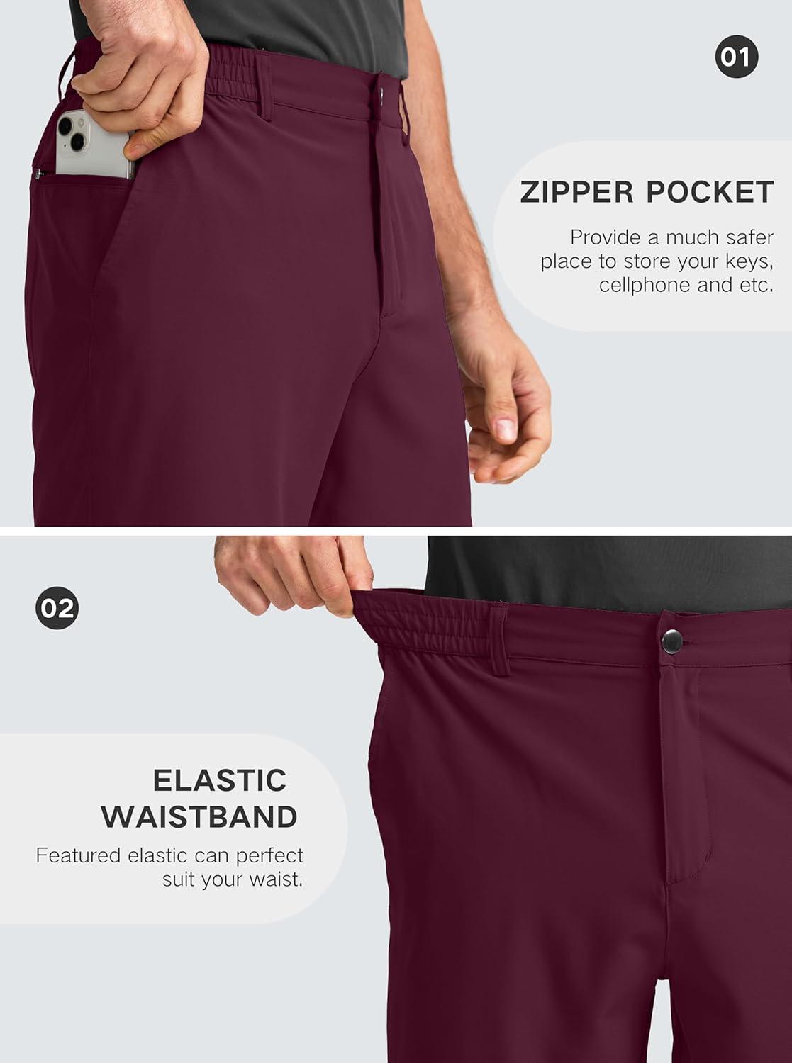 imageG Gradual Mens Casual Shorts 9 Lightweight Golf Shorts for Men Stretch with 3 Pockets Quick Dry Breathable Work Shorts Wine