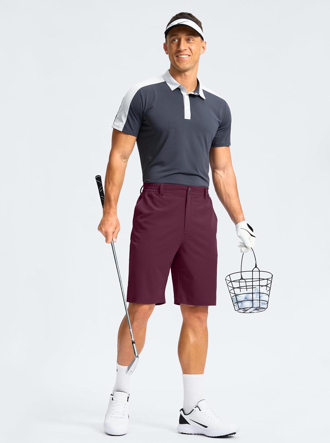 imageG Gradual Mens Casual Shorts 9 Lightweight Golf Shorts for Men Stretch with 3 Pockets Quick Dry Breathable Work Shorts Wine