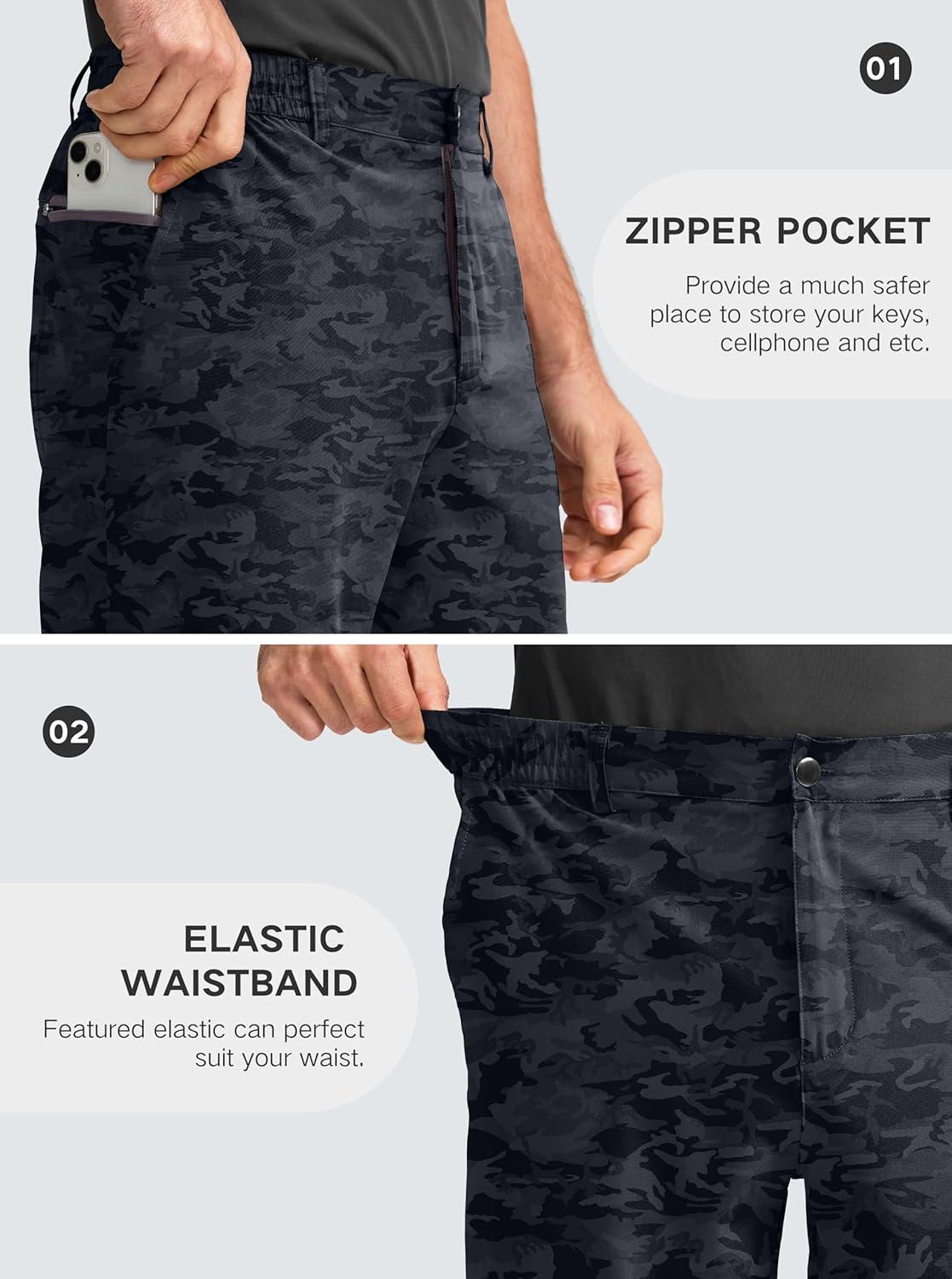imageG Gradual Mens Casual Shorts 9 Lightweight Golf Shorts for Men Stretch with 3 Pockets Quick Dry Breathable Work ShortsBlack Camo2XL
