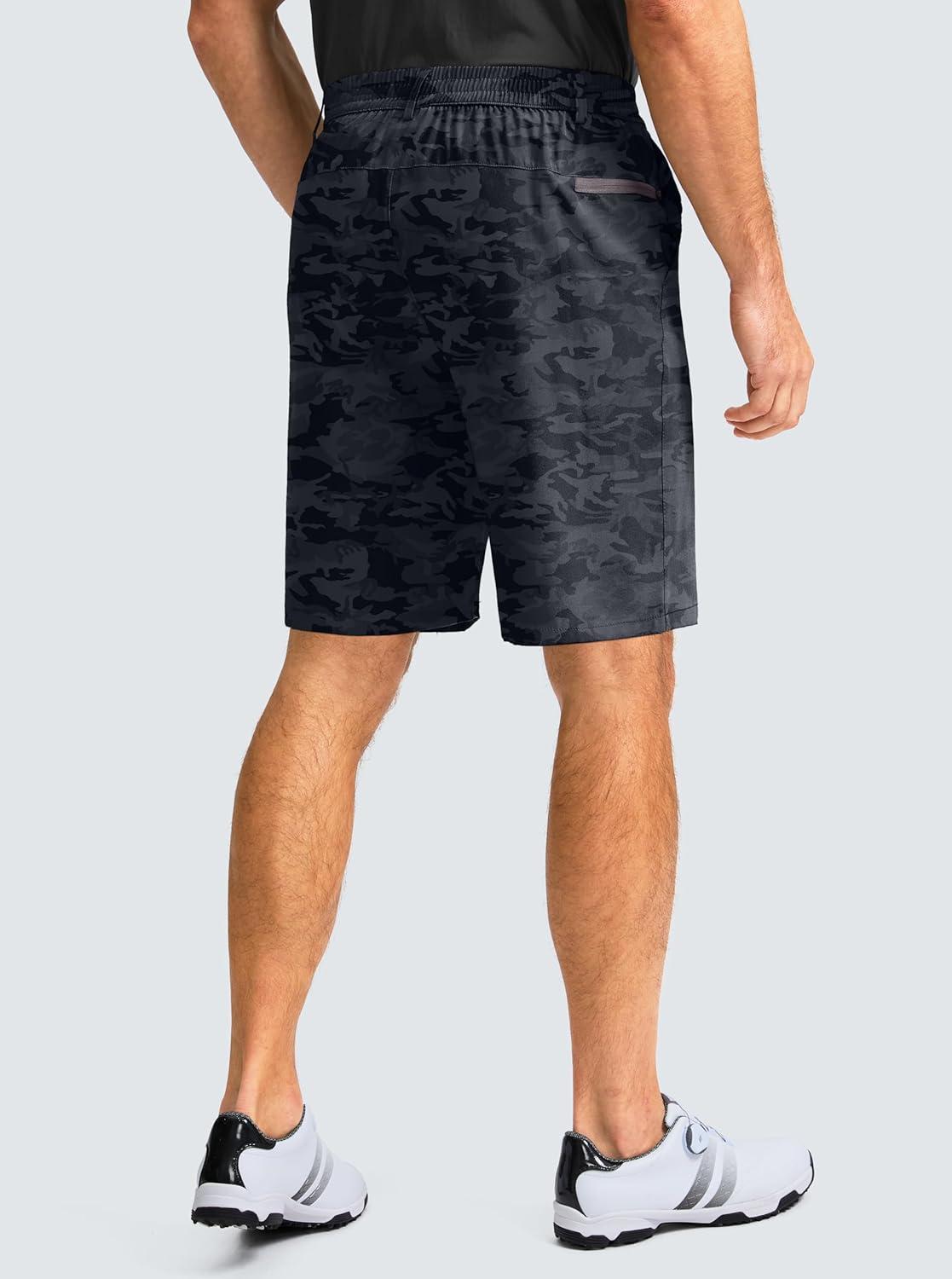 imageG Gradual Mens Casual Shorts 9 Lightweight Golf Shorts for Men Stretch with 3 Pockets Quick Dry Breathable Work ShortsBlack CamoXL