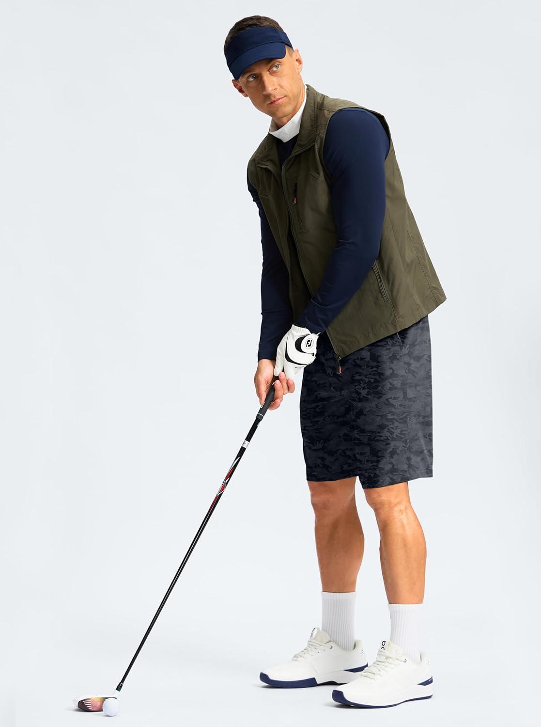 imageG Gradual Mens Casual Shorts 9 Lightweight Golf Shorts for Men Stretch with 3 Pockets Quick Dry Breathable Work ShortsBlack CamoXL