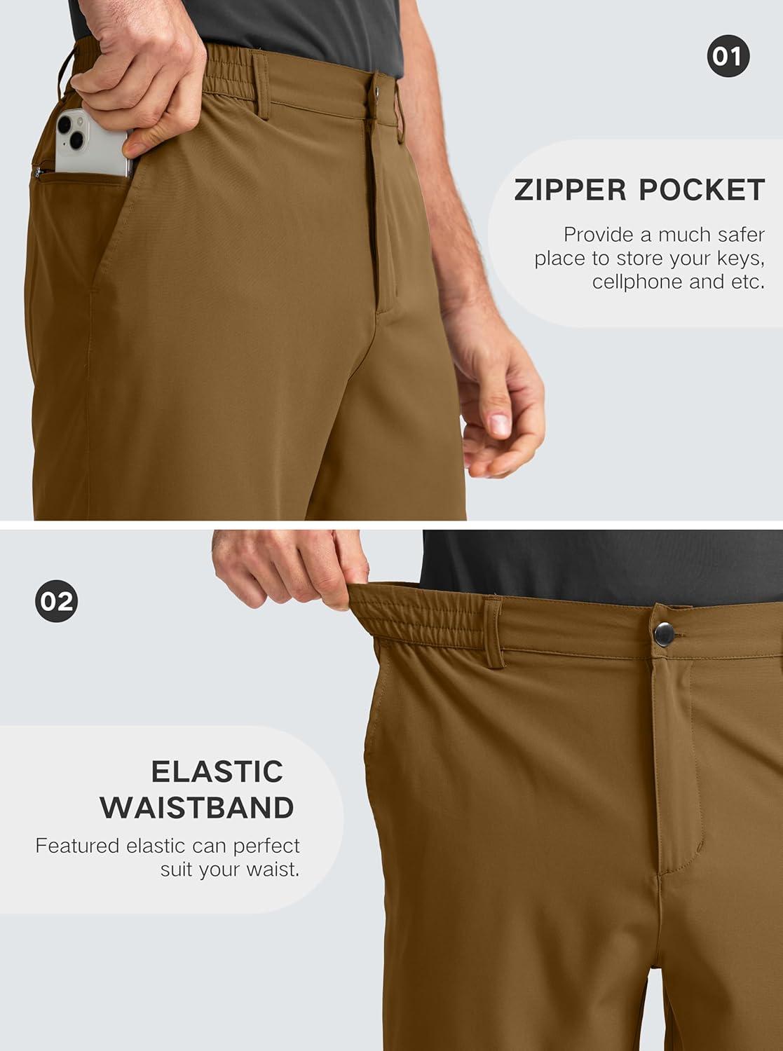 imageG Gradual Mens Casual Shorts 9 Lightweight Golf Shorts for Men Stretch with 3 Pockets Quick Dry Breathable Work ShortsDark BrownM