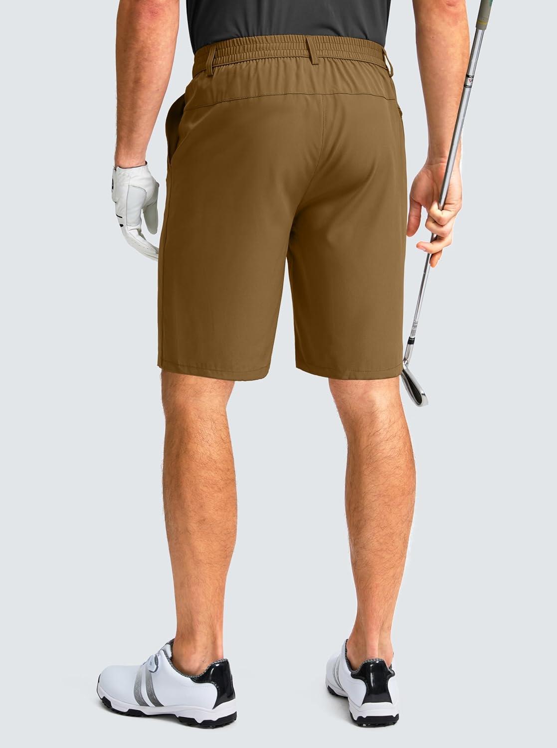 imageG Gradual Mens Casual Shorts 9 Lightweight Golf Shorts for Men Stretch with 3 Pockets Quick Dry Breathable Work ShortsDark BrownS