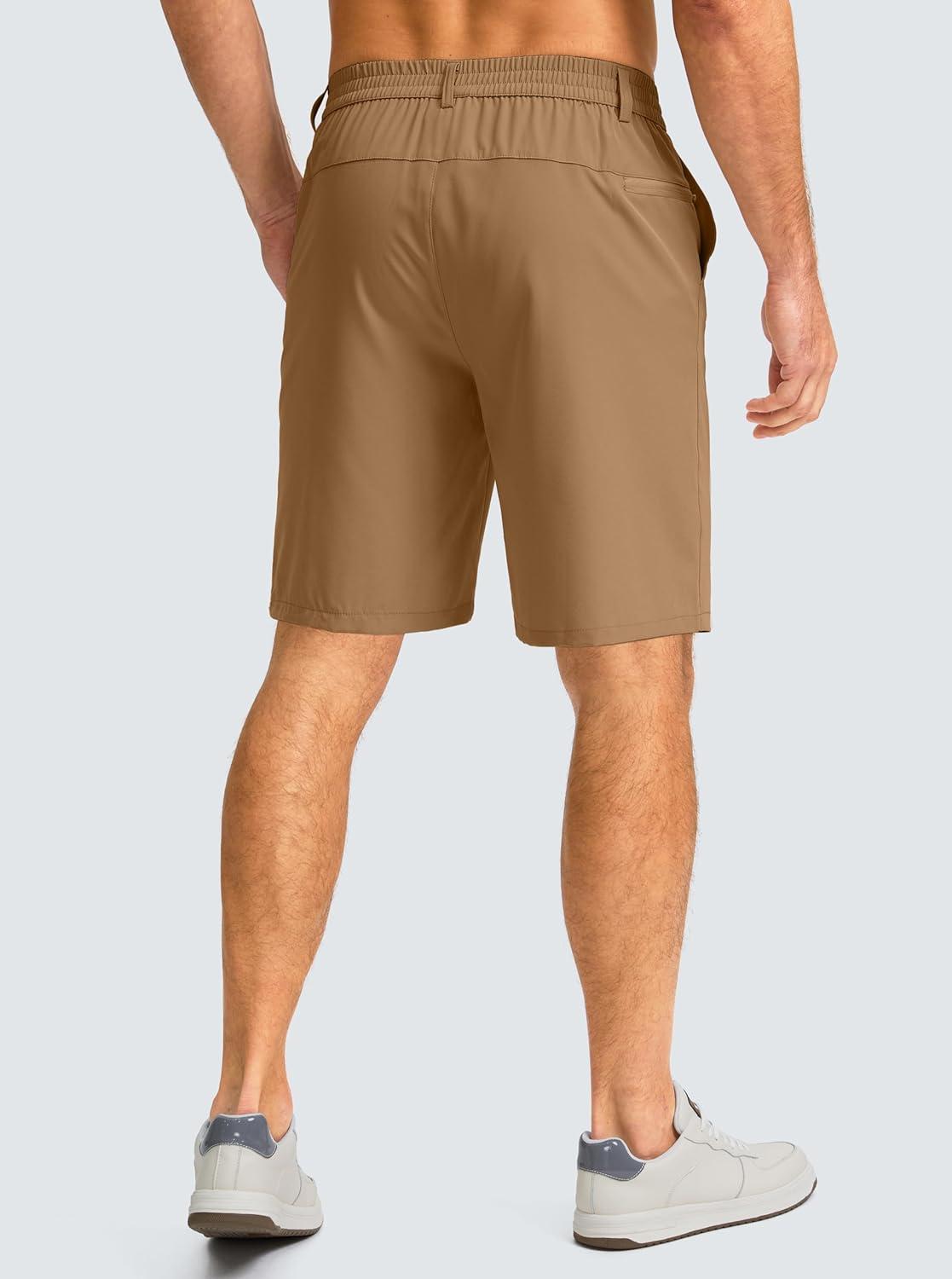 imageG Gradual Mens Casual Shorts 9 Lightweight Golf Shorts for Men Stretch with 3 Pockets Quick Dry Breathable Work ShortsDark KhakiL