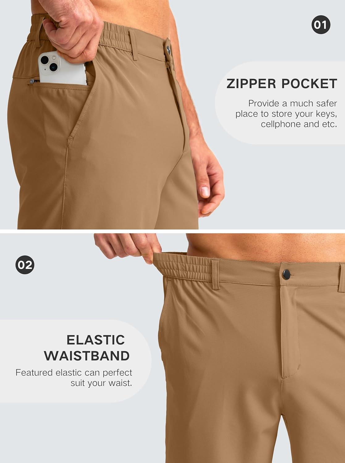 imageG Gradual Mens Casual Shorts 9 Lightweight Golf Shorts for Men Stretch with 3 Pockets Quick Dry Breathable Work ShortsDark KhakiS