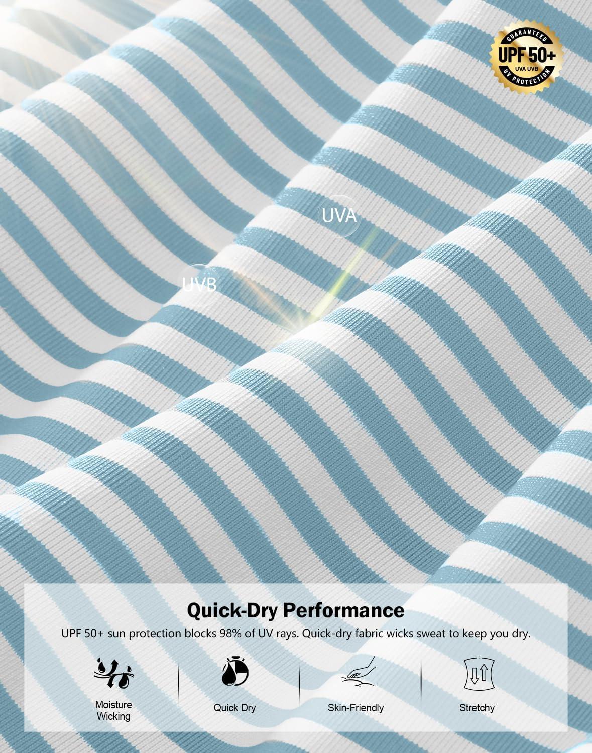 imageG Gradual Mens Golf Shirt Dry Fit Moisture Wicking Performance Short Sleeve Striped Polo Shirts for Men Dressy CasualLight Blue Stripe