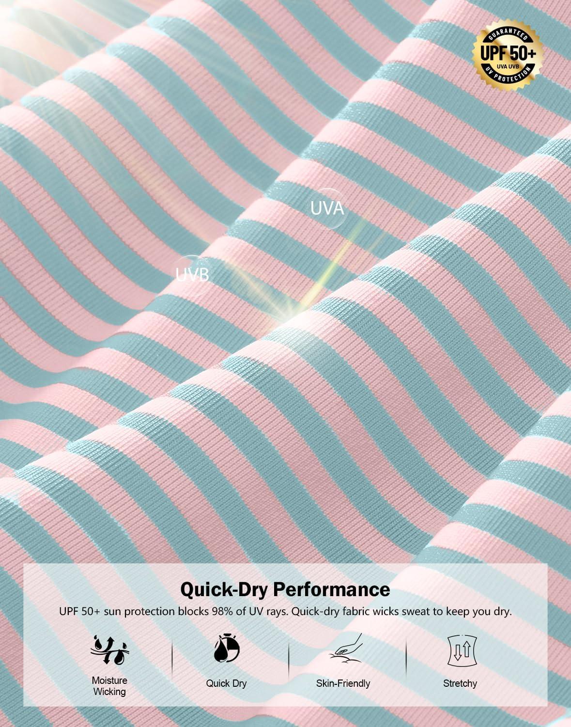 imageG Gradual Mens Golf Shirt Dry Fit Moisture Wicking Performance Short Sleeve Striped Polo Shirts for Men Dressy CasualLight Pink Blue Stripe