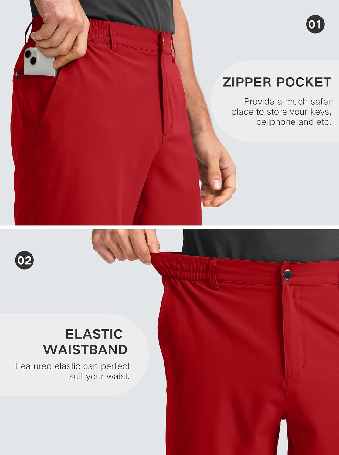 imageMens Casual Shorts 9 Lightweight Golf Shorts for Men Stretch with 3 Pockets Quick Dry Breathable Work ShortsRed3XL