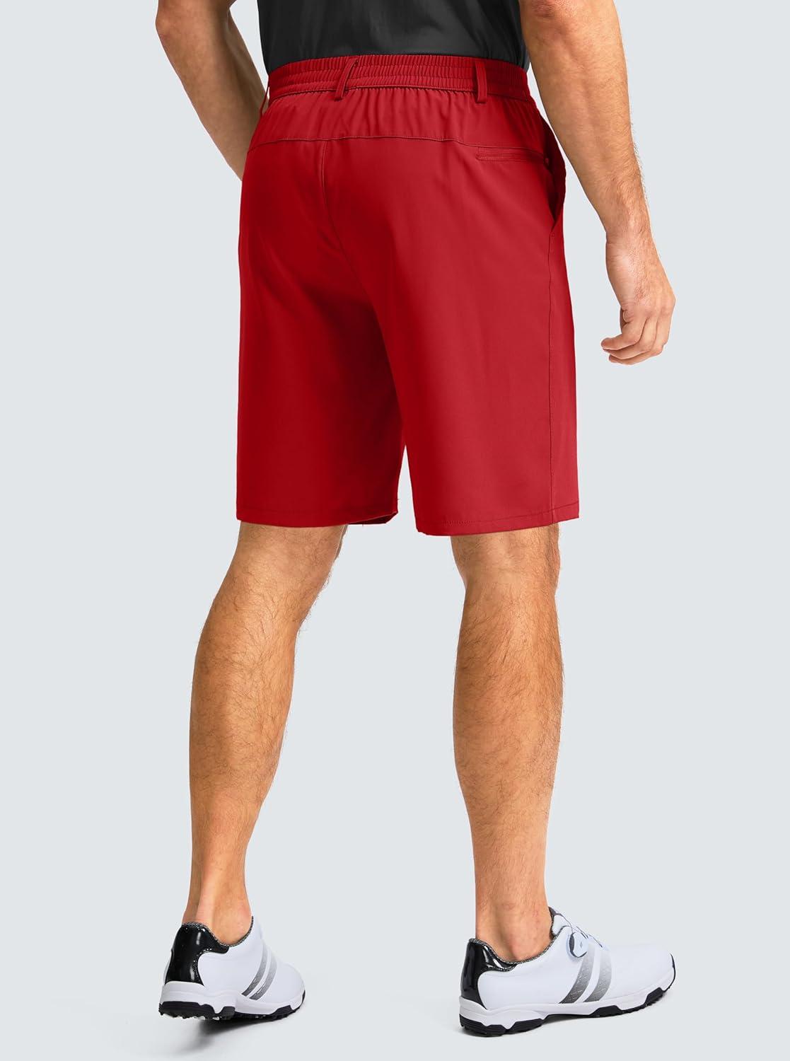 imageMens Casual Shorts 9 Lightweight Golf Shorts for Men Stretch with 3 Pockets Quick Dry Breathable Work ShortsRed3XL