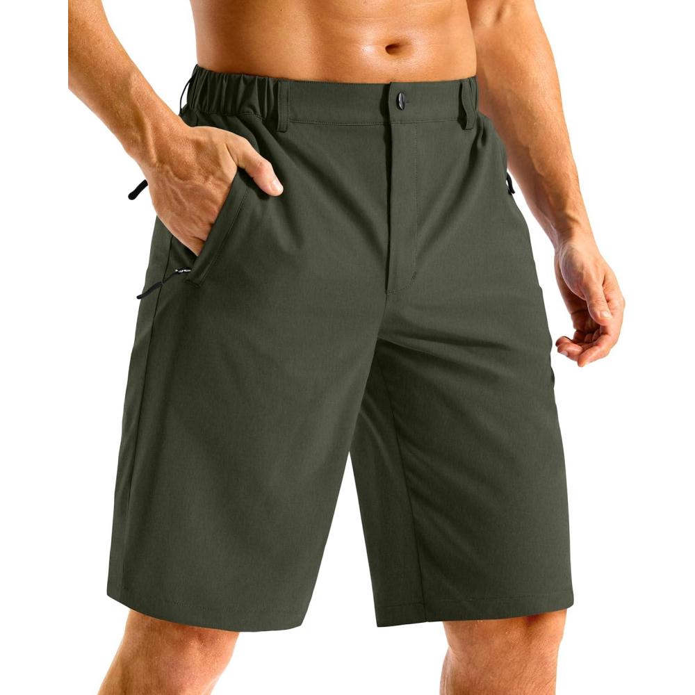imageG Gradual Mens Casual Shorts 11 Long Lightweight Golf Shorts for Men Hiking Work Outdoor StretchArmy Green