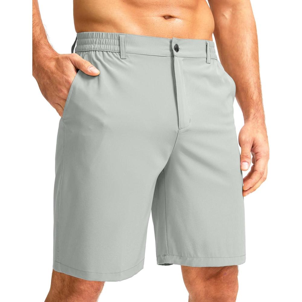 imageG Gradual Mens Casual Shorts 7 Lightweight Golf Shorts for Men Stretch with 3 Pockets Quick Dry Breathable Work ShortsBright Gray