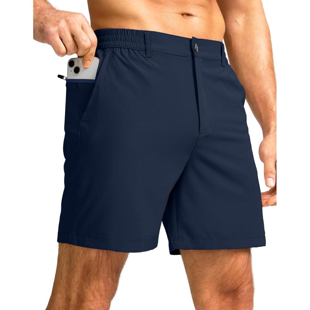 imageG Gradual Mens Casual Shorts 7 Lightweight Golf Shorts for Men Stretch with 3 Pockets Quick Dry Breathable Work ShortsNavy