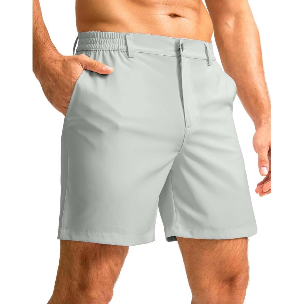 imageG Gradual Mens Casual Shorts 7 Lightweight Golf Shorts for Men Stretch with 3 Pockets Quick Dry Breathable Work ShortsPale