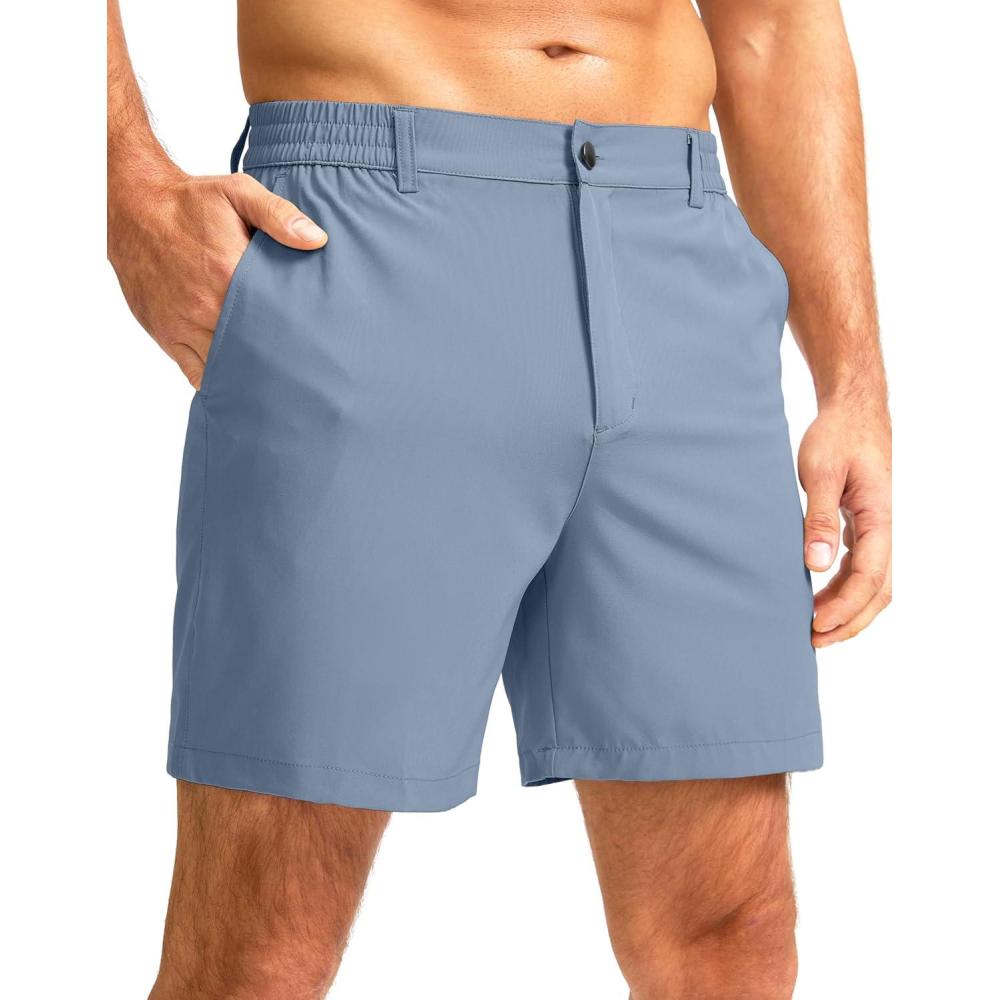 imageG Gradual Mens Casual Shorts 7 Lightweight Golf Shorts for Men Stretch with 3 Pockets Quick Dry Breathable Work ShortsStone Blue