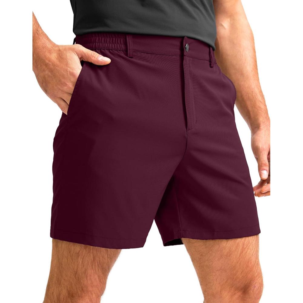 imageG Gradual Mens Casual Shorts 7 Lightweight Golf Shorts for Men Stretch with 3 Pockets Quick Dry Breathable Work ShortsWine