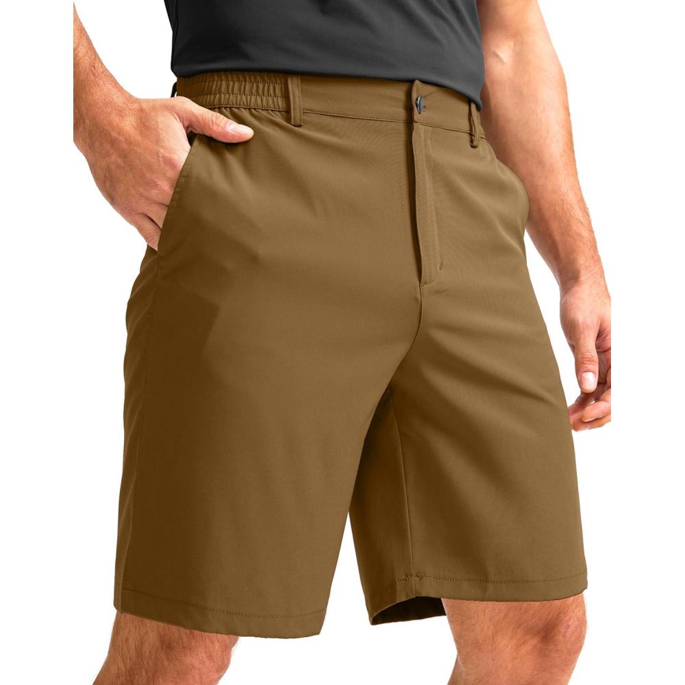imageG Gradual Mens Casual Shorts 9 Lightweight Golf Shorts for Men Stretch with 3 Pockets Quick Dry Breathable Work ShortsDark Brown3XL