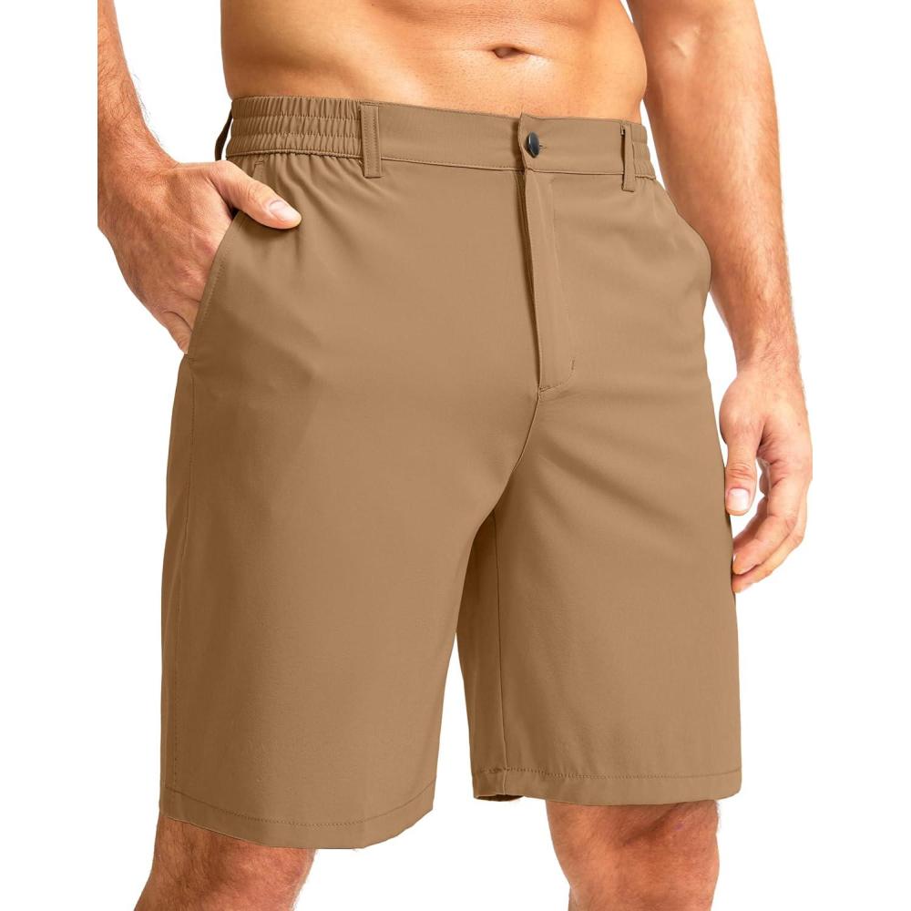 imageG Gradual Mens Casual Shorts 9 Lightweight Golf Shorts for Men Stretch with 3 Pockets Quick Dry Breathable Work ShortsDark KhakiS