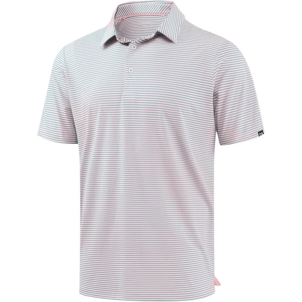 imageG Gradual Mens Golf Shirt Dry Fit Moisture Wicking Performance Short Sleeve Striped Polo Shirts for Men Dressy CasualLight Pink Blue Stripe