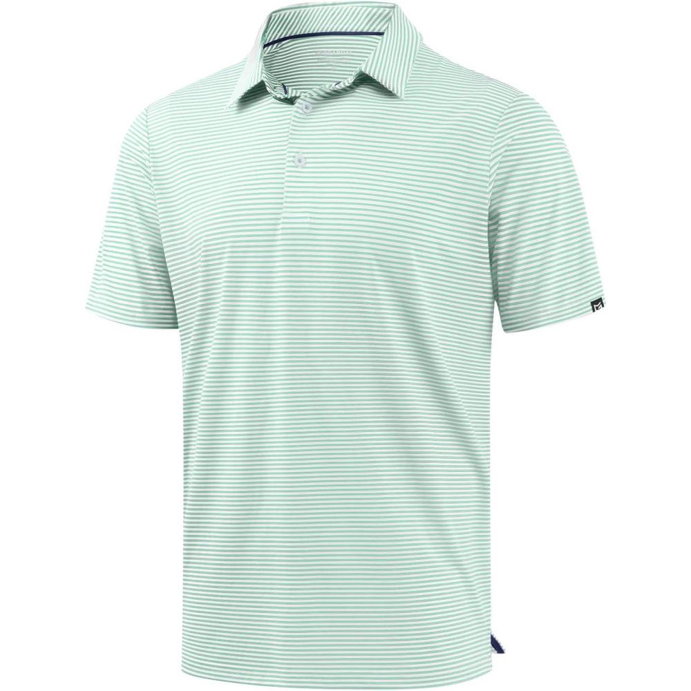 imageG Gradual Mens Golf Shirt Dry Fit Moisture Wicking Performance Short Sleeve Striped Polo Shirts for Men Dressy CasualMint Green Stripe