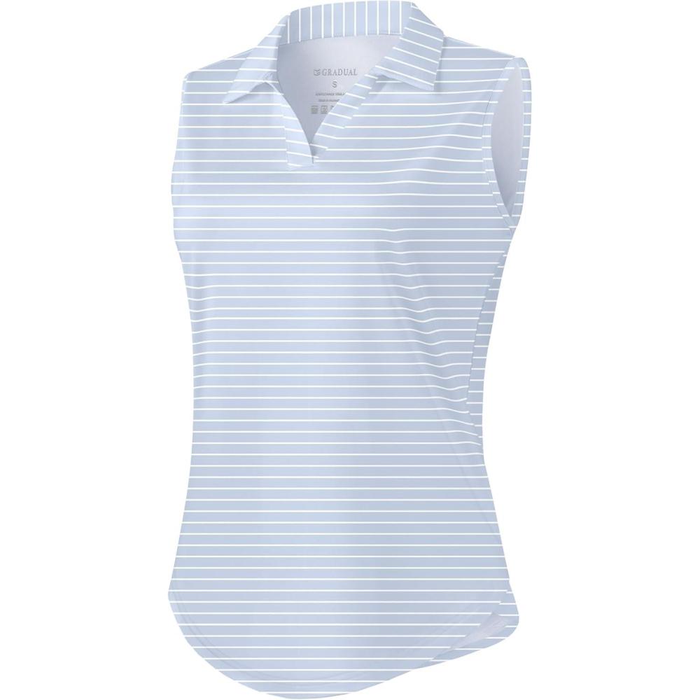 imageG Gradual Sleeveless Golf Shirts for Women Collared V Neck Tennis Tank Top Cooling Polo UPF 50 Quick Dry LightweightBlue Stripe