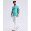 G Gradual Mens Golf Shirt Dry Fit Moisture Wicking Performance Short Sleeve Striped Polo Shirts for Men Dressy Casual(Wide Cyan Stripe)