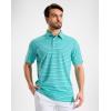 G Gradual Mens Golf Shirt Dry Fit Moisture Wicking Performance Short Sleeve Striped Polo Shirts for Men Dressy Casual(Wide Cyan Stripe)