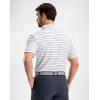 G Gradual Mens Golf Shirt Dry Fit Moisture Wicking Performance Short Sleeve Striped Polo Shirts for Men Dressy Casual(Wide White Stripe)