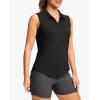 G Gradual Sleeveless Golf Shirts for Women Collared V Neck Tennis Tank Top Cooling Polo UPF 50+ Quick Dry Lightweight(Black)