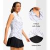 G Gradual Sleeveless Golf Shirts for Women Collared V Neck Tennis Tank Top Cooling Polo UPF 50+ Quick Dry Lightweight(Black Lines)