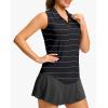 G Gradual Sleeveless Golf Shirts for Women Collared V Neck Tennis Tank Top Cooling Polo UPF 50+ Quick Dry Lightweight(Black Stripe)