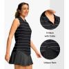 G Gradual Sleeveless Golf Shirts for Women Collared V Neck Tennis Tank Top Cooling Polo UPF 50+ Quick Dry Lightweight(Black Stripe)
