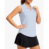 G Gradual Sleeveless Golf Shirts for Women Collared V Neck Tennis Tank Top Cooling Polo UPF 50+ Quick Dry Lightweight(Blue Stripe)